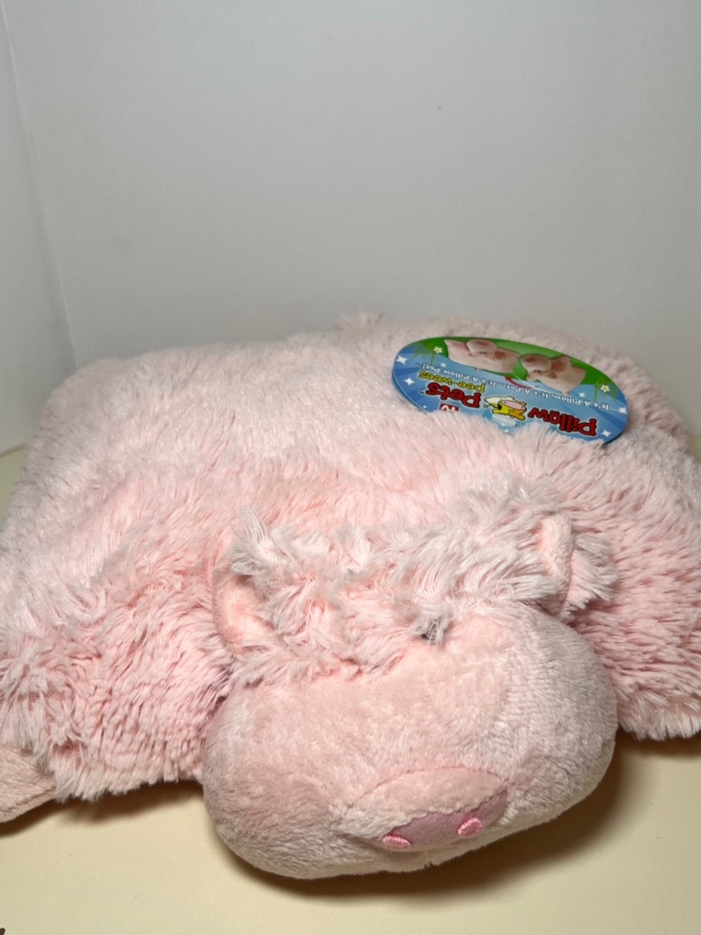 Pillow Pet Pee Wee 2010 Pink Wiggly Pig Plush Pillow Stuffed Animal NWT Fuzzy